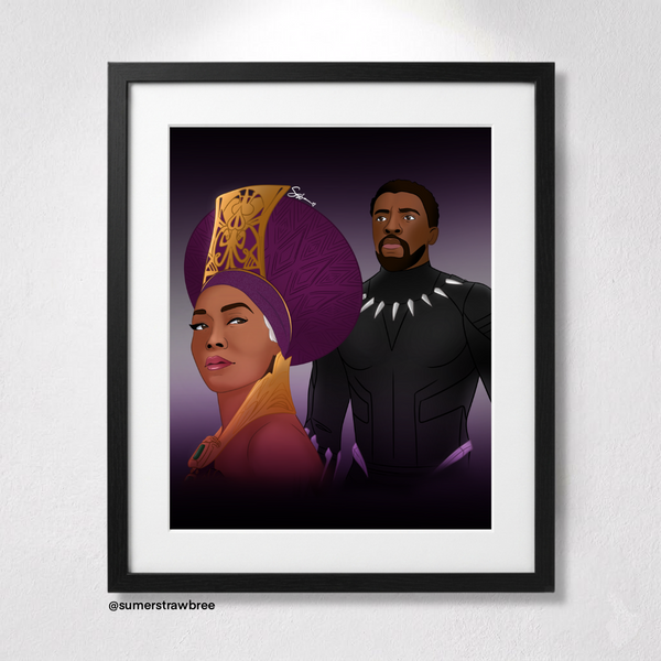 King T'Challa and Queen Ramona from Black Panther - Art Print