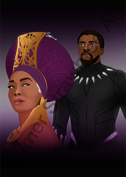 King T'Challa and Queen Ramona from Black Panther - Art Print